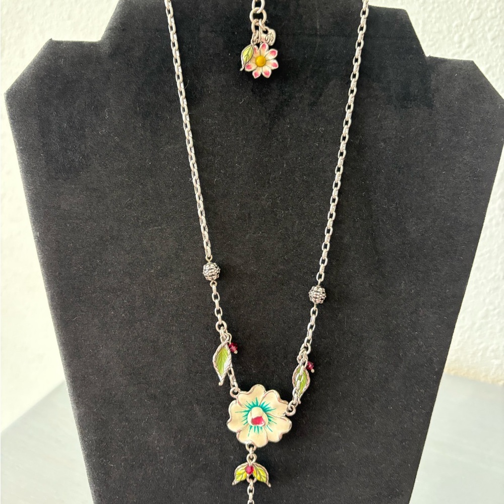 Brighton Silver Necklace with Floral Charm